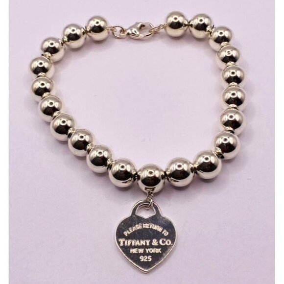 Tiffany & Co Return to Tiffany Silver Heart 8 MM Ball Bead Round Bracelet